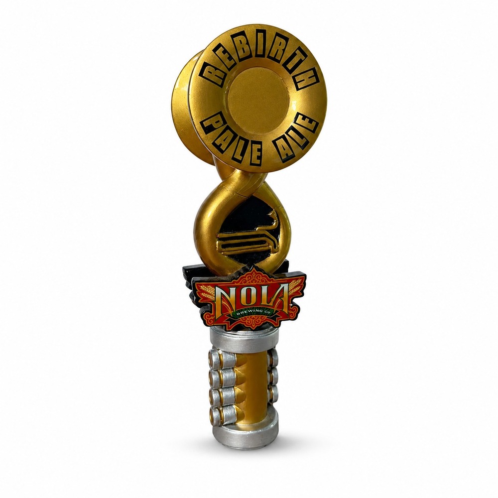 NOLA Brewing Rebirth Pale Ale Brass Tuba Sousaphone Beer Tap Handle New Orleans